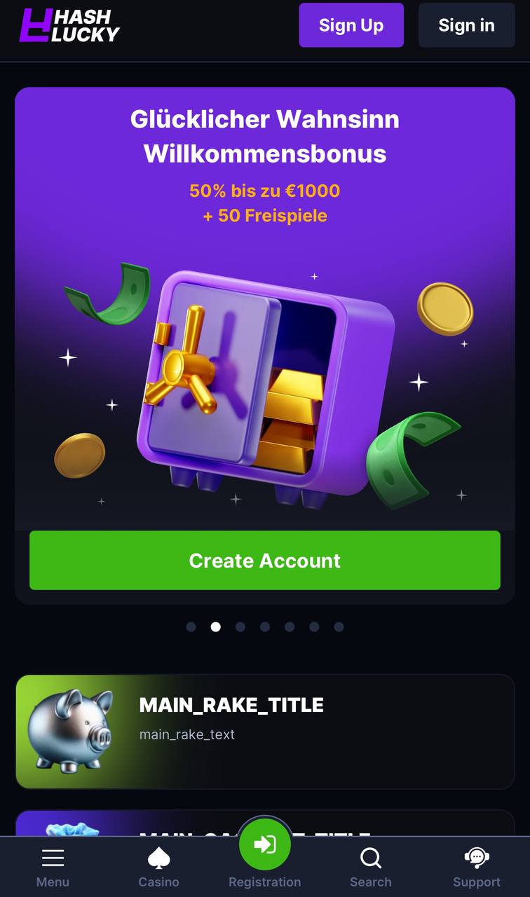 Hashlucky mobiel menu